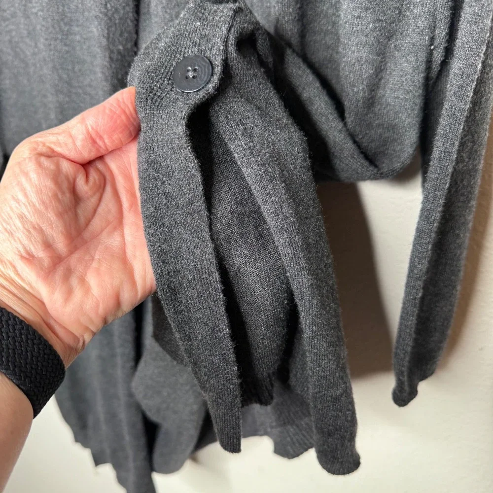 J. Jill Women's‎ Gray Wool Blend Long Sleeve Knit longline Duster Pockets Sz M